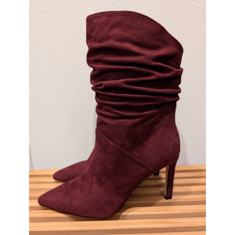 Jessica Simpson Women Shoes 5M‎ Elisti Slouchy Pointed Heel Boots Cherry Suede - Picture 3 of 10